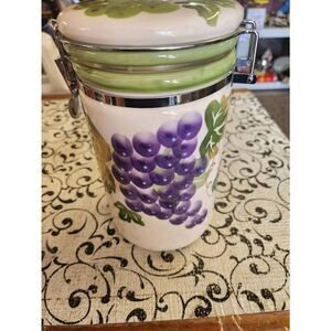 Ceramic Grape  Design Canister